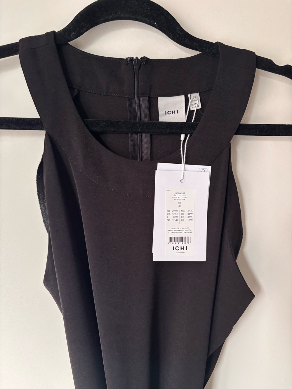 NWT- ICHI Sleeveless Black Wide-Leg Belted Jumpsuit - Picture 3 of 11